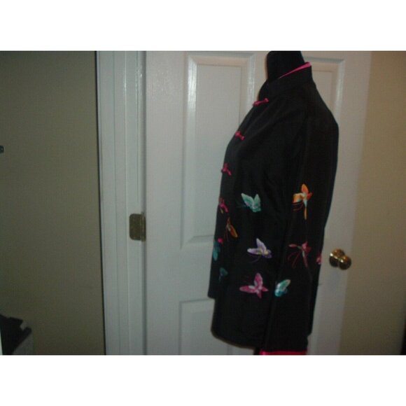 Gorgeous Grace Chaung Embroidered Butterflies & Black Chinese Asian Jacket S/M - Picture 2 of 6